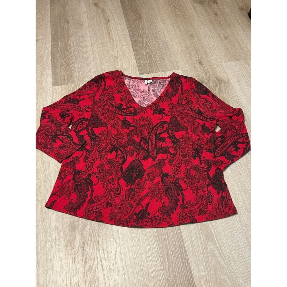Cato Vintage Paisley V-Neck 3/4 Sleeve Top Sz XL
